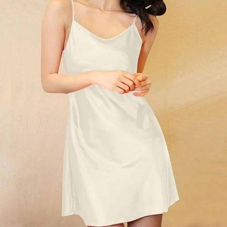 CaiJunJia Nightgown for Women Sleepwear Sexy Lingerie Nightgown Lace Chemise Satin Slip Silk Negligee