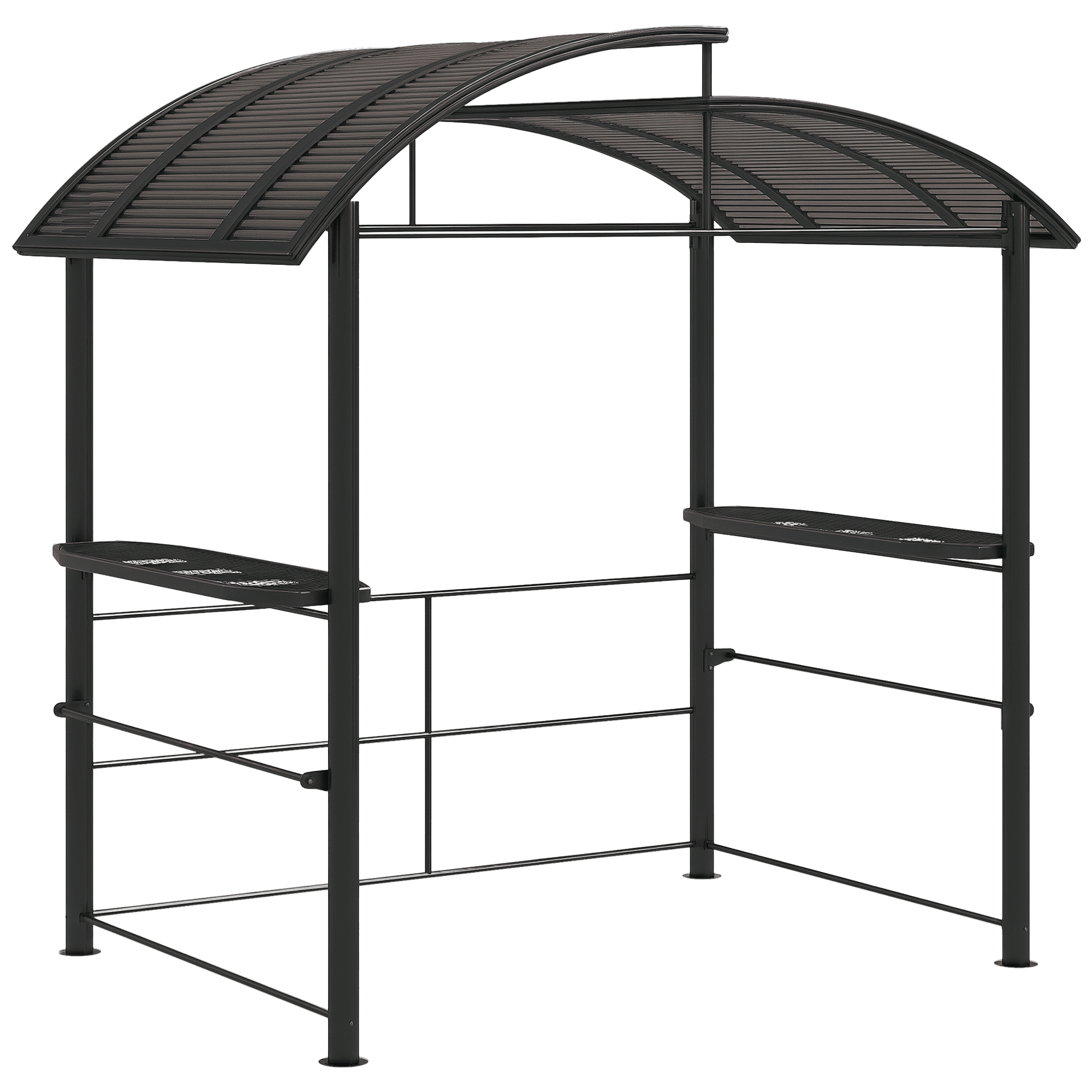 Outsunny 8' x 5' Grill Gazebo Shelter with Interlaced Vented Polycarbonate Roof, Outdoor BBQ Gazebo with Side Shelves for Hanging Tools