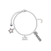 Delight Jewelry Silvertone 10K Silvertone Dream Big Charm Bracelet, 7.5 2" Extender