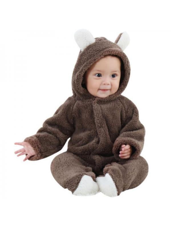 Details about   Newborn Infant Baby Girl Boy Kid Winter Warm Coat Knit Outwear Hooded Jumpsuit 
