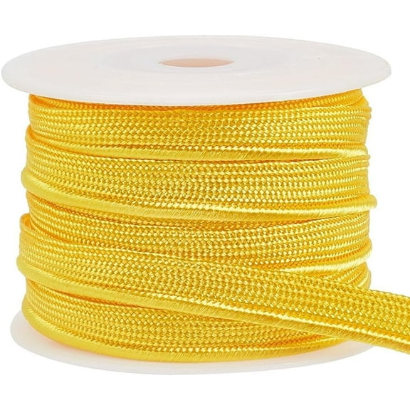 10 Yards(9.14m) Polyester Piping Trim Gold 9mm Wide Bias Tape Lip Cord Trim with Spool Metallic Edge Cord Seam Binding Tape Welting Cord for Sewing Clothing