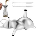 thumbnail image 1 of Juego de 3 embudos de acero inoxidable (Ø: 7,5 cm/5,5 cm/4,5 cm), embudos de cocina con 2 cepillos de limpieza, embudo de llenado de metal., 1 of 7