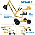 thumbnail image 6 of Stargo Kids Excavator Toys Sand Digger on Wheels with Hat, Steel Sandbox Digger Toys for Boys, Ride On Excavator, Beach Toy for Sand Dirt Snow, 6 of 6