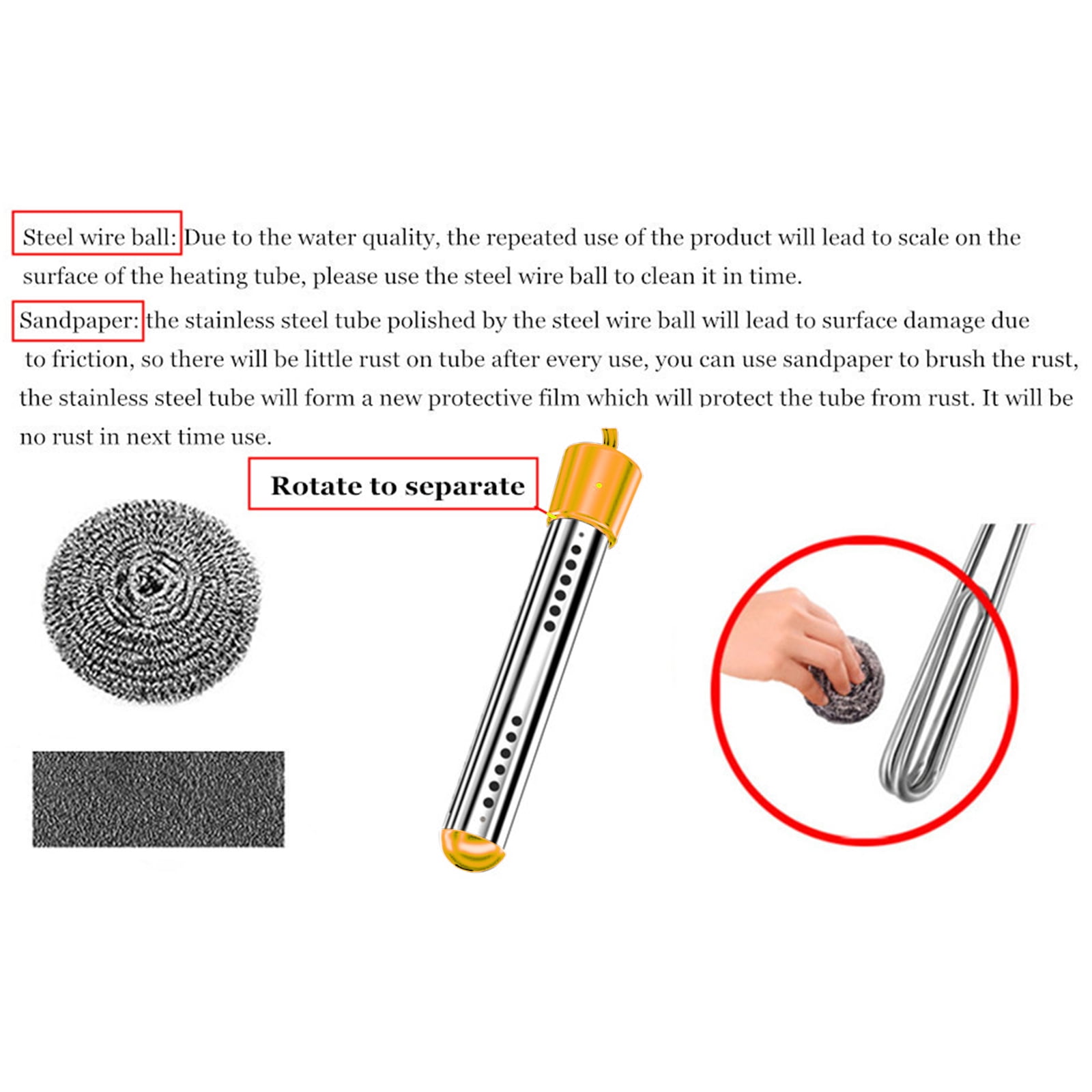 FAMKIT 2000W Immersion Water Heater, Portable Submersible Water Heater with Timed Auto Power Off, Electric Bucket Heater w/Digital Thermometer & 304 SS Guard, for Bathtub, Pool, Camping,﻿ Yellow