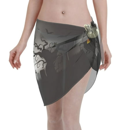 Disketp Happy Halloween 1 Women Swimsuit Cover Up Short Chiffon Summer Beach Sarong Bikini Wrap Skirt Bathing Suit
