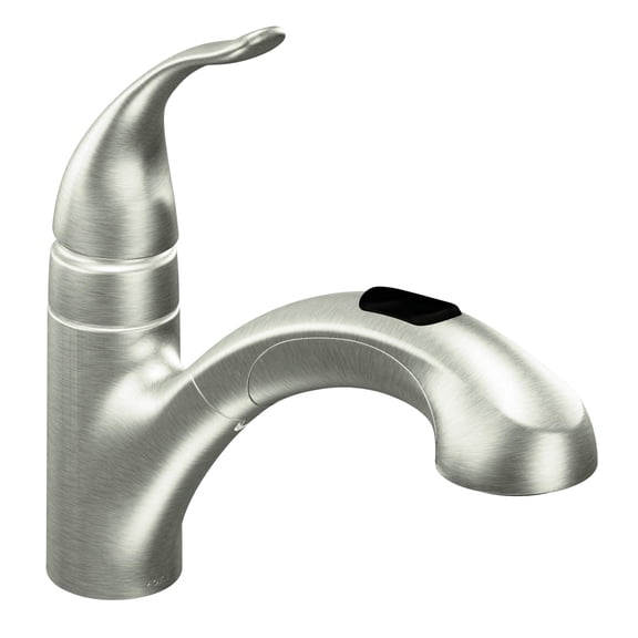 Moen Integra Spot Resist Stainless One-Handle Pullout Kitchen or Laundry Faucet Featuring Power Clean with Optional Deckplate