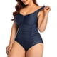 thumbnail image 5 of Traje de baño de una pieza Prolriy para mujer 2024, nuevo traje de baño para mujer, multicolor, con tirantes, sin espalda, liso, conservador, talla grande 1, traje de baño para mujer, azul marino M, 5 of 8