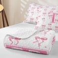 thumbnail image 4 of Manfei Girly Bowknot Twin Quilt Set For Kids,Pink Cute Letter T Initial Print Twin Coverlet Set,2 Pieces, 4 of 7