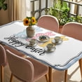 thumbnail image 3 of Happy Easter Table Cloths for 6 Foot Rectangle Tables, Cute Lovely Colorful Rabbits Silhouette Blue Plaid Patio Waterproof Elastic Fitted Tablecloths, Washable Rectangular Table Cover for Camping, 3 of 8