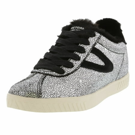 Tretorn Women's Callie 4 Metallic Velvet Silver Multi / Black Ankle-High Leather Sneaker - 10.5M