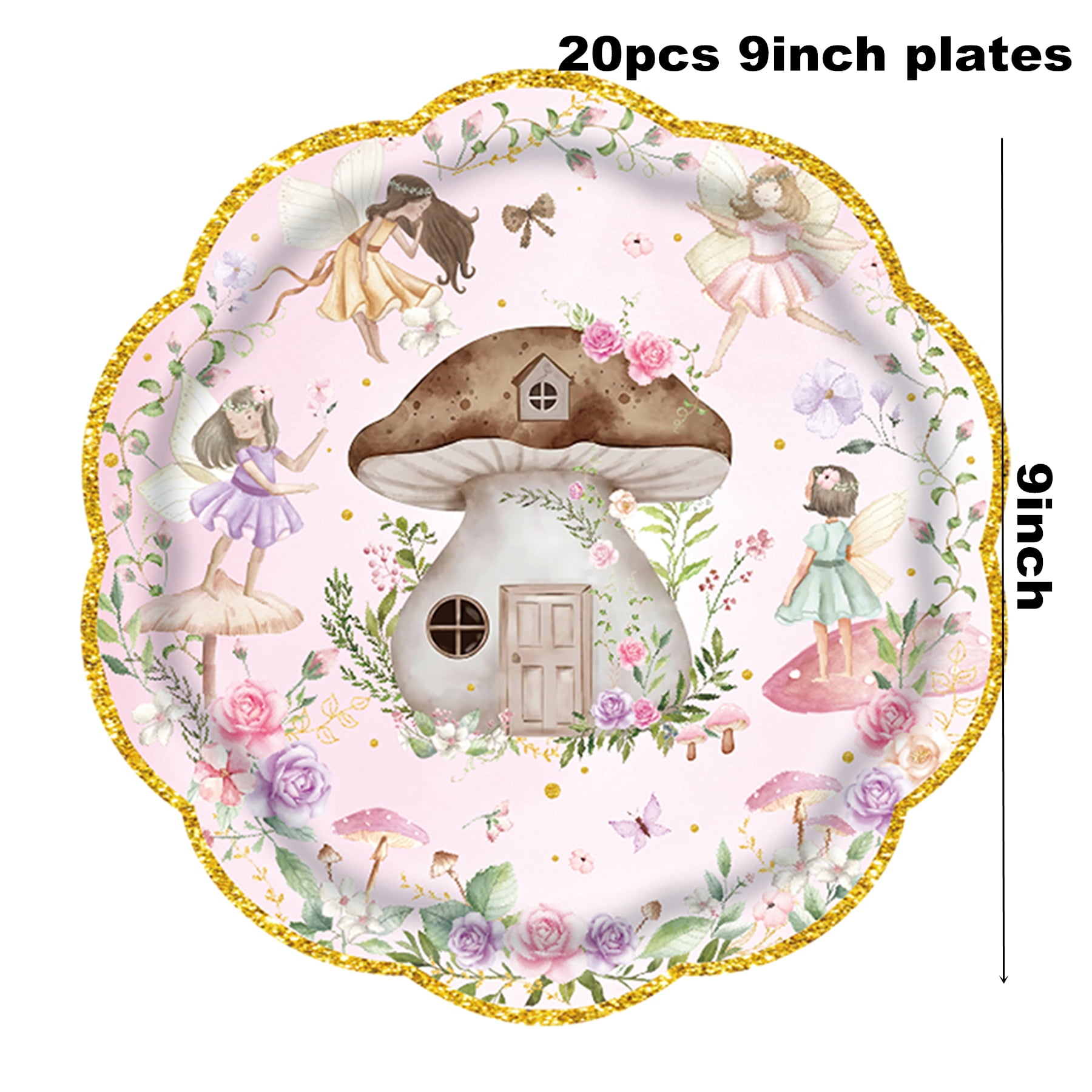 161 Pcs Fairy Themed Party Supplies for Girls 1st 2rd First Birthday Fairies Enchanted Themed Baby Shower Party Decorations Garden Flower Tableware Set Paper Plates Napkins Forks for 20 Guests