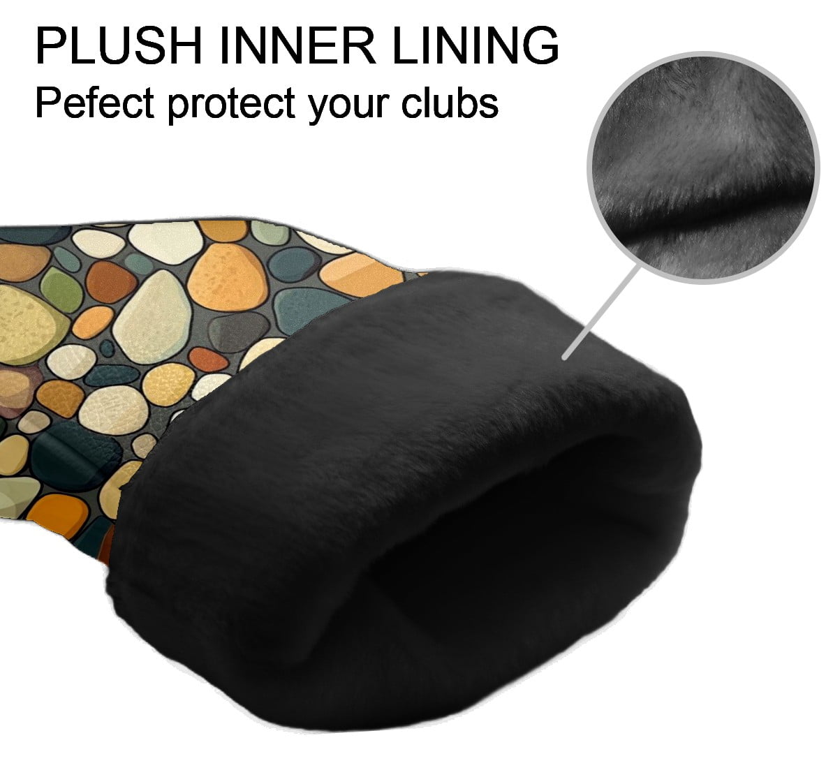 Golf Head Covers Cobblestone Pattern for Driver, Wood & Hybrid, Premium Waterproof PU Leather with Plush Lining, Textured Golf Gifts