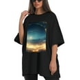 thumbnail image 4 of Plus Size Shirt for Women Black Tops for Women Short Sleeves Shirt for Women Stars In A Spiral Shape 3 T Shirt Crewneck Shirt for Women 4XL, 4 of 5