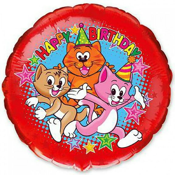 18 inch Birthday Cats Celebration Foil Mylar Balloon - Party Supplies Decorations