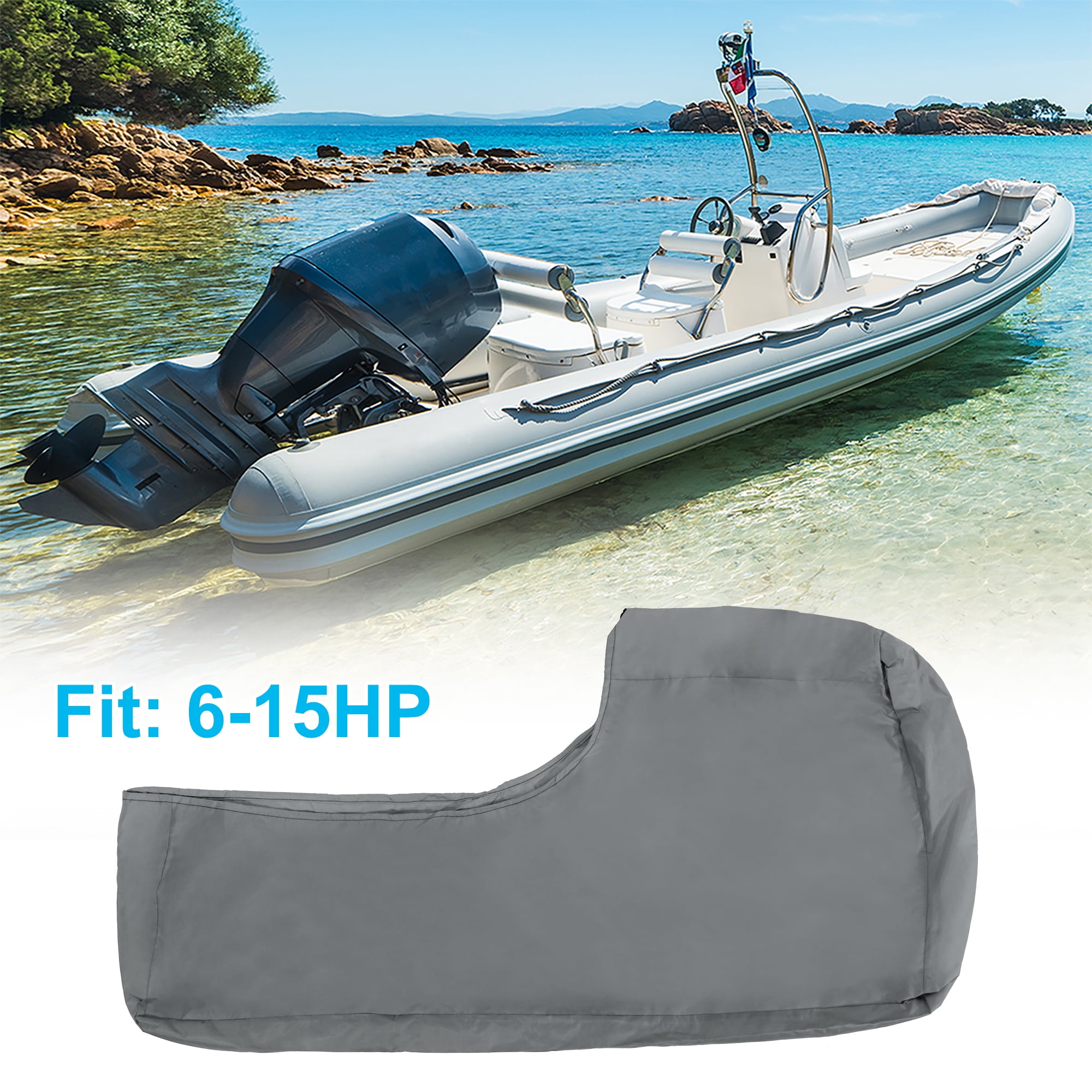 Unique Bargains 420D Oxford Motor Outboard Engine Cover Waterproof Gray 6-15HP