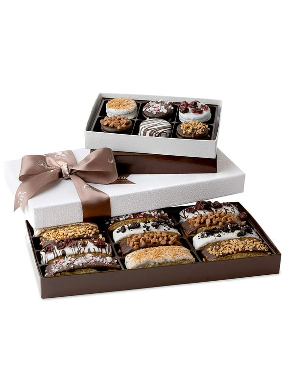 Barnett's Chocolate Cookies & Biscotti Christmas Gift Baskets, Unique Gourmet Cookie Tower Gifts Holiday Food Ideas For Him Her Corporate Men Women Families Thanksgiving Valentines Fathers Mothers Day