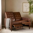 thumbnail image 2 of Noble House Craigue Faux Leather Tufted Loveseat Pushback Recliner, Cognac Brown, 2 of 11