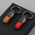 thumbnail image 2 of Llavero de piel de vaca esmerilada con colgante de metal para coche, llavero de cuero de color liso, 2 of 6