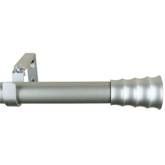 Meriville 1-Inch Diameter Oakley Single Window Treatment Curtain Rod, 48-Inch to 84-Inch, Pewter
