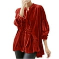 thumbnail image 2 of Hfnxid Women's Solid Color Velvet Blouse 3/4 Length Sleeve Tops 2026 Elegant Tops Trendy Evening Party Shirts Spring Summer Blouses Loose Office Work Shirts, 2 of 9