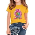 thumbnail image 2 of Afuyipoi Girls School Graphic Tees（For 2-14）, Slim Breathable Kid Tough Short Sleeve Casual Tops For School or Party Yellow 11-12 Years, 2 of 5