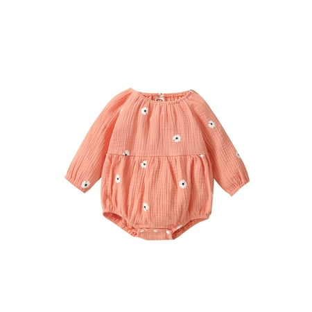 

Qiylii Baby Girl’s Bodysuit Flower Round Neck Long Sleeve Loose Romper