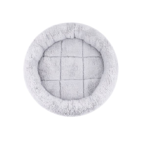 Plush Pet Bed, Round Gray Thickened Sleeping Mat for Cat Dog Winter Indoor Resting Warmth, M