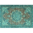 thumbnail image 1 of Ahgly Company Machine Washable Indoor Rectangle Medallion Turquoise Blue Traditional Area Rugs, 6' x 9', 1 of 4