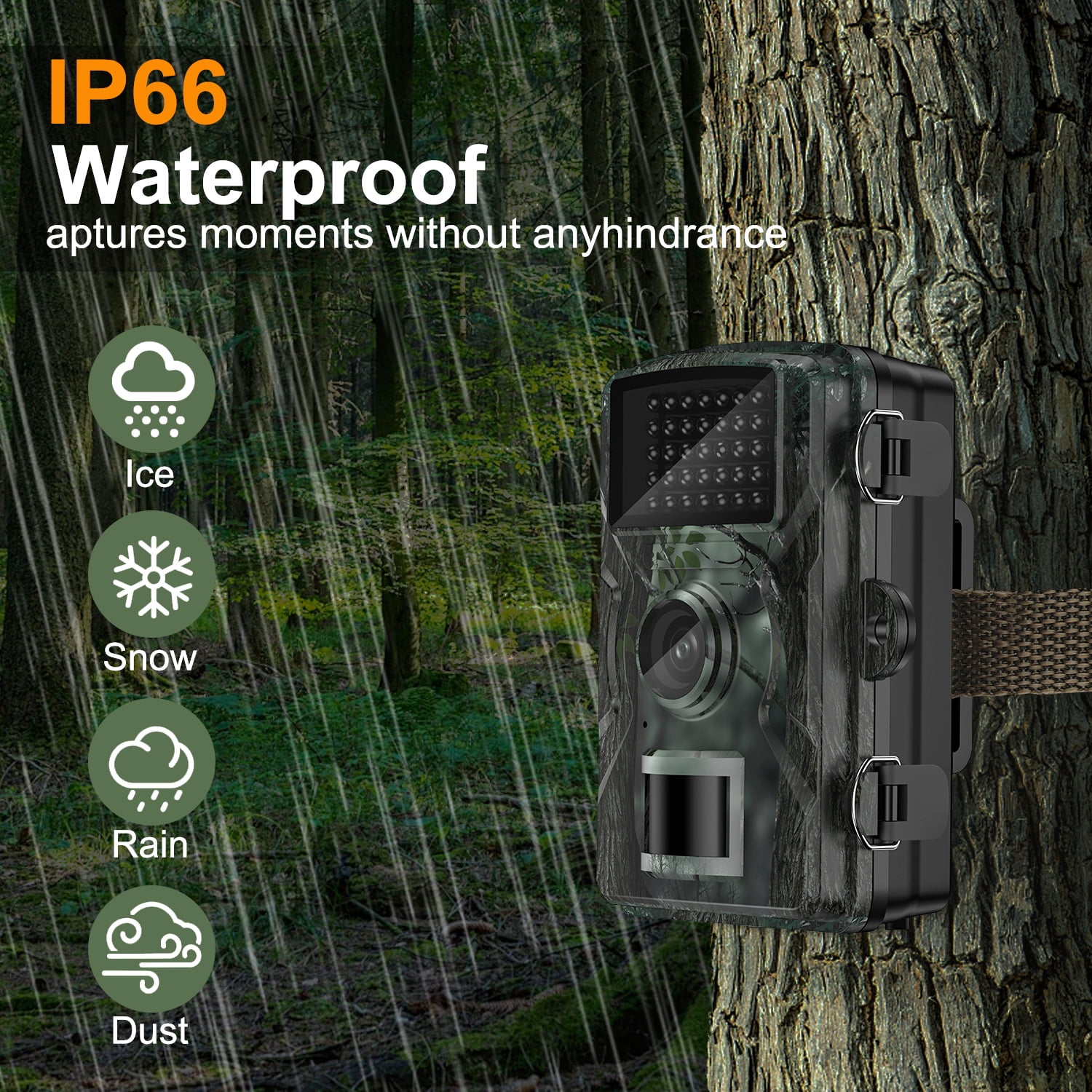 ABCPOW Trail Camera,2.5K 16MP Game Camera with Night Vision Motion, 0.8S Trigger Hunting Camera w/ 32GB TF Card, IP66 Waterproof,46pcs No Glow Infrared Trail Cameras for Outdoor Wildlife