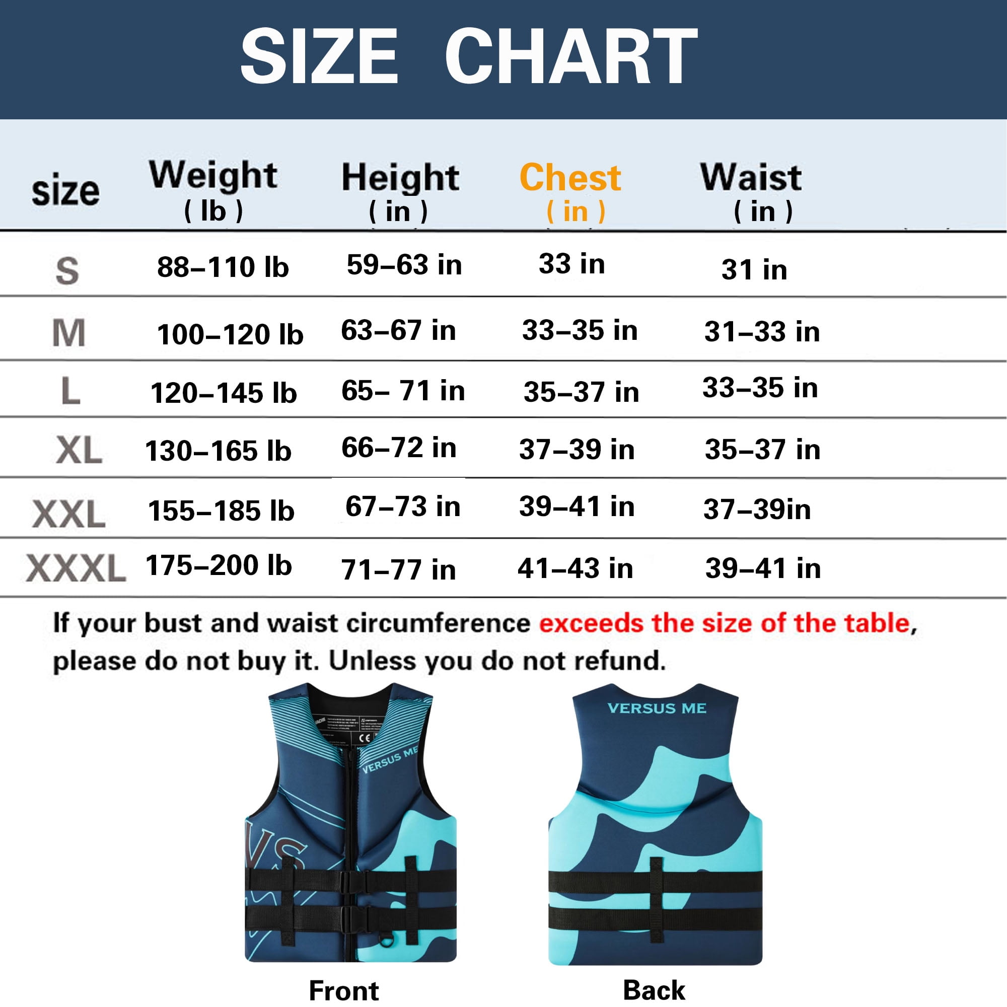 Live Jacket Wakesurf Comp Vest Neoprene Impact Vest Great for Boating Rafting Surfing Buoyancy All Other Watersports Activities Live Vest