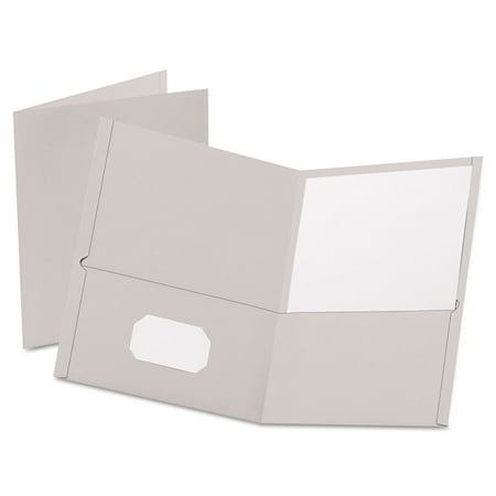 UPC: 0078787575059 | Oxford Twin-Pocket Folder  Embossed Leather Grain Paper  0.5  Capacity  11 x 8.5  Gray  25/Box