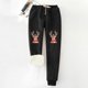 thumbnail image 3 of Gibobby pantalones jogger mujer Mujer estampado navideño Otoño Invierno terciopelo bolsillos cálidos cintura elástica pierna deportes pantalones casuales (Negro, XL), 3 of 4