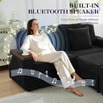thumbnail image 3 of Muumblus Small Sectional Sofa with 2 Storage Ottomans, 2 Seater Cloud Couch with Bluetooth Speaker & Side Table, Modern Corduroy Sofa for Living Room, Black, 3 of 10