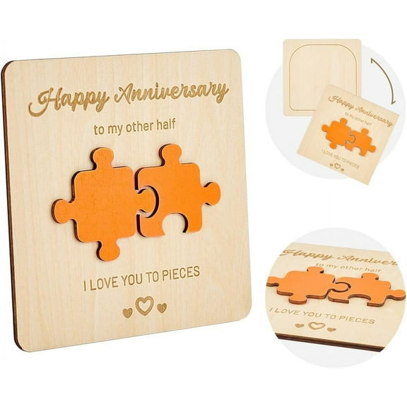 Happy Anniversary Card Gifts for Husband Wife Love You Gift Card for Him Her Romantic Anniversary Card for Men Women Marriage Anniversary Wood Gifts for Couple Wife Girlfriend
