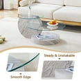 thumbnail image 6 of JUFU 35.4" Glass Coffee Table, Modern Round Coffee Table with MDF Faux Marble Base, 2-Tier Tempered Glass Top, Easy to Assemble, Ideal for Living Room, Small Space, Home Office, 6 of 9