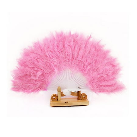 

CHGBMOK Nice Feather Fan For Dance Props Hand Goose Feather Folding Fan Wedding PK on Clearance