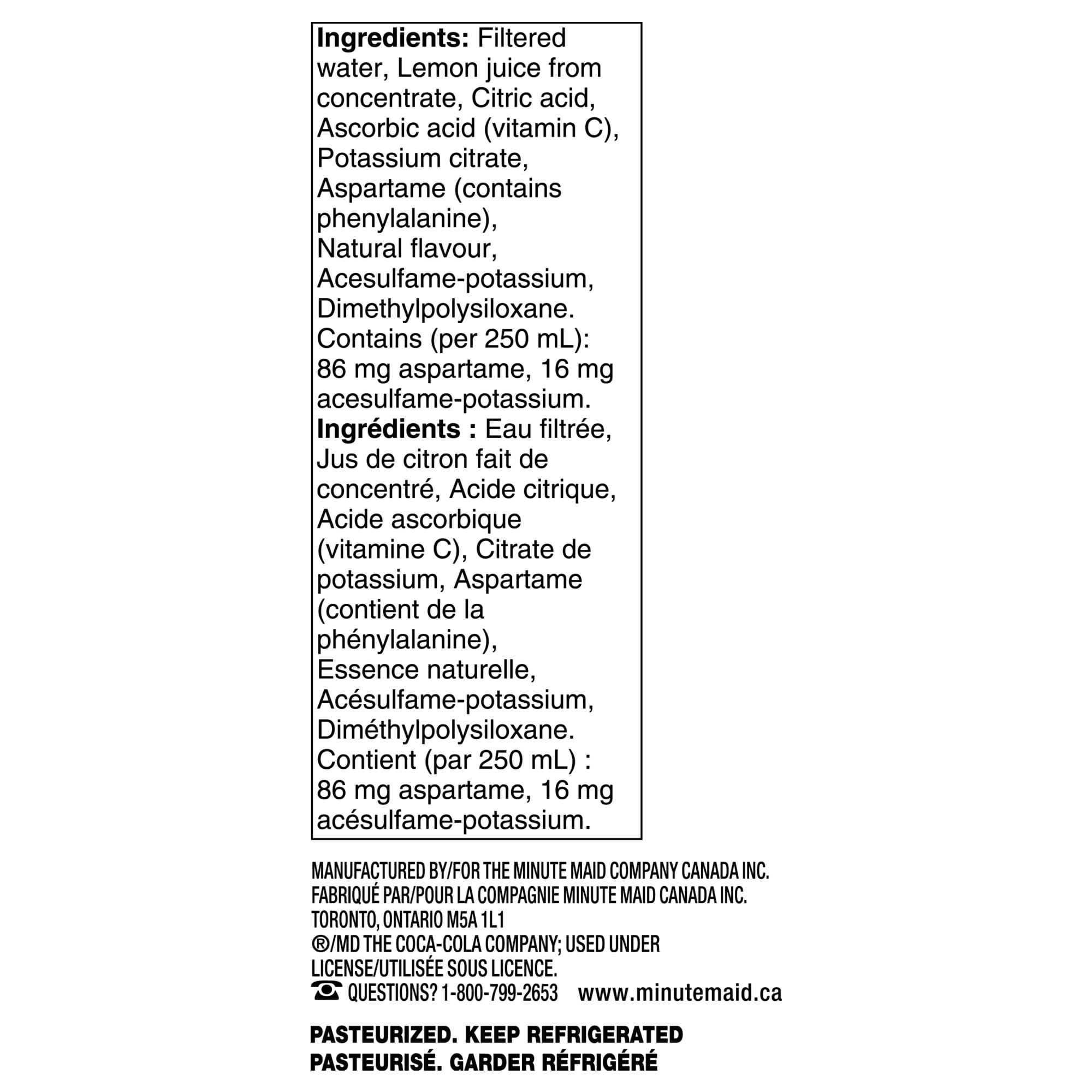 Minute Maid No Sugar Added Lemonade Bottle, 1.54 Liters, 1.54