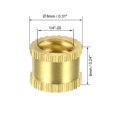 thumbnail image 2 of Unique Bargains 1/4'-20 x 6mm(L) x 8mm(OD) Female Thread Brass Knurled Threaded Insert Embedment Nuts, 10 Pcs, 2 of 3