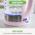 thumbnail image 3 of GreenLife 1.7 Liter Glass Electric Kettle, Easy One Touch Use, Quick Heating, Filtered Spout, LED Base, Auto Shut-Off, Cordless Serving, Coffee and T, 3 of 9