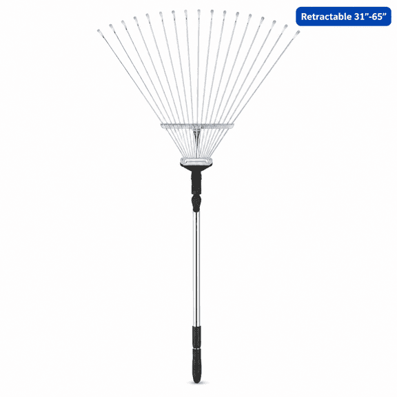 Kabuer Telescopic Metal Rake, Adjustable Garden Leaf Rake for Lawn Yard, Flower Bed, 31 to 65 inch
