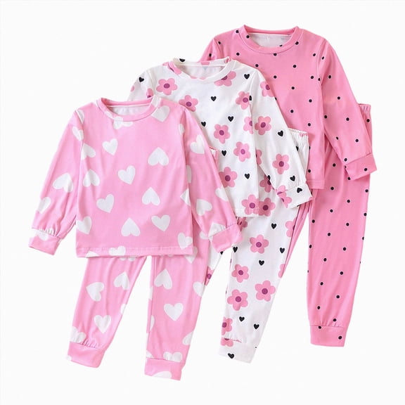 TOWED22 Baby Toddler Girls Clothes Cute Graphic Pullover Long Sleeve Shirt Top Pants 6Pcs Outfit Fall Winter Loungewear Set,3-4 Y