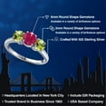 thumbnail image 2 of Gem Stone King 925 Sterling Silver Red Ruby and Green Peridot Engagement Ring for Women | 2.10 Cttw | Round 6MM | Gemstone July Birthstone | Size 5, 2 of 6