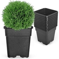 HOSTIC 10-Pack 2 Gallon Square Planter Nursery Pots, Flower Plant Container Injection Molded Plastic Nursery Pots Gardening Pots for Indoor Outdoor Vegetables, Succulents, Black