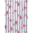 thumbnail image 2 of SKYSONIC Beautiful Tropical Pink Flamingo Navy Blue and White Stripes Rectangle Tablecloth,Dinner Table Cover for Outdoor & Indoor Patio, Picnic, BBQ, Holiday Party 60x60In, 2 of 7
