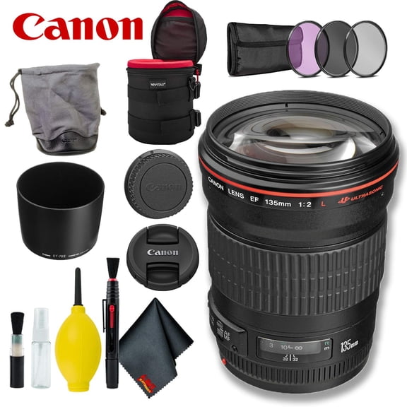 Canon EF 135mm F/2L USM Objectif (Modèle Intl) avec Kit de Filtre + Étui à Objectifs (Modèle International)