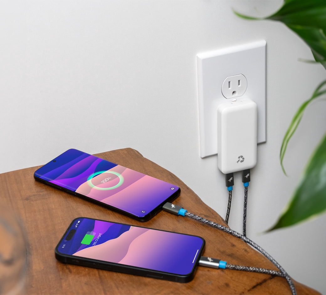 Nimble Wally Ultra Flat Wall Charger, 65W Slim Fast Wall Charger with Dual USB-C, Travel Power Adapter for iPhone 16/15/14/13/12 Pro Max, MacBook Samsung Google Laptops Android Kindle Airpod Tablets