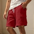 thumbnail image 2 of Workout Shorts Men Baeitkot Men's Solid Color Drawstring Multi-Pocket Cargo Shorts Casual Bottoms, 2 of 7