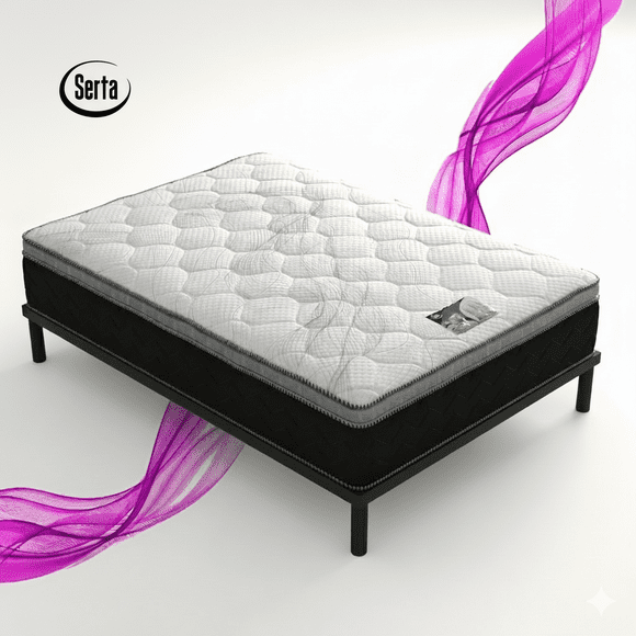 Colchon Matrimonial Serta Confort + Box Matrimonial Premium Metal