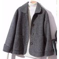 thumbnail image 1 of Polaoyi Chaqueta Corta De Lana Lisa para Mujer Abrigo A Cuadros Moda De Otoño, 1 of 4