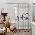 thumbnail image 2 of Blue Starfish Shower Curtains for Bathroom, Welcome Stripe Vintage Linen Texture Washable Fabric Shower Curtain with Hooks Waterproof Bathroom Decor Sets, 66 x 72 Inches, 2 of 9